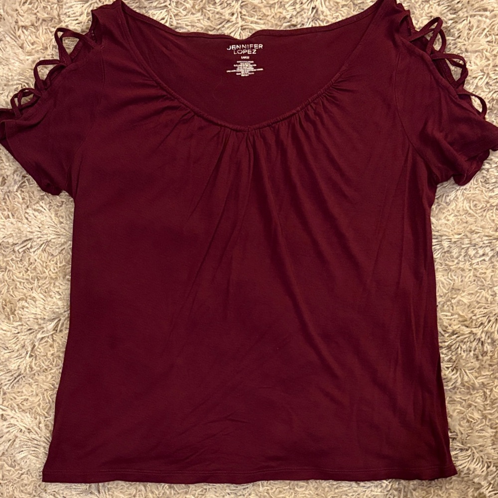 Jennifer Lopez Maroon Short Sleeve Top